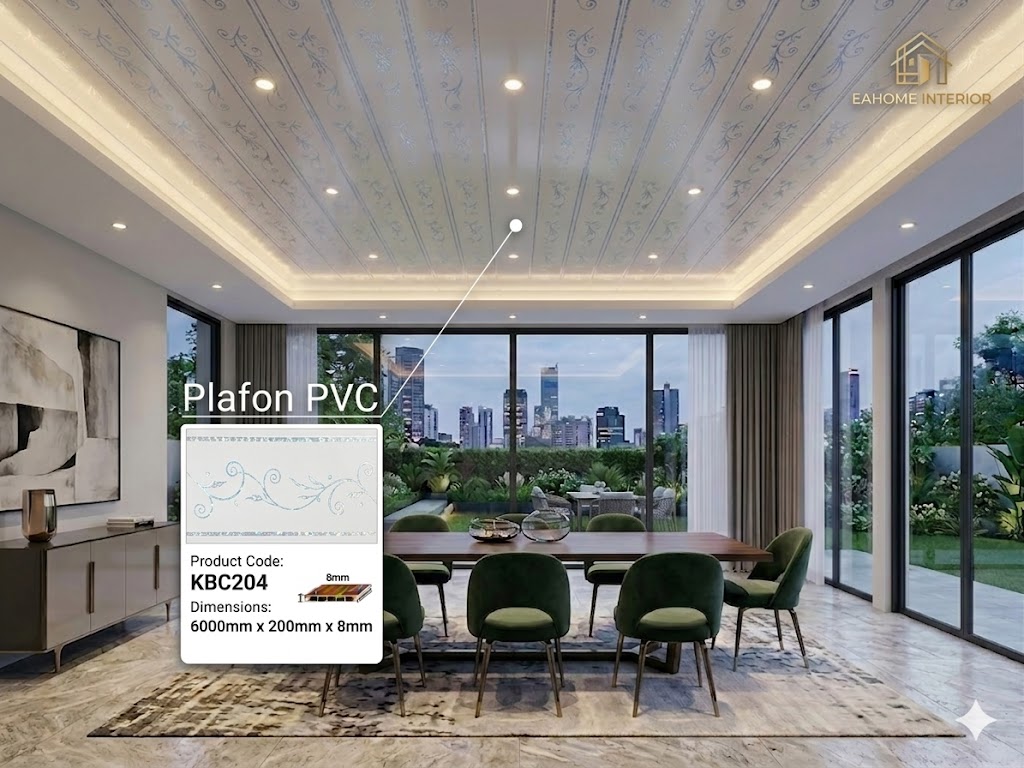 PVC Plafon Motif Ornamen Putih Premium - Plafon PVC Dekoratif 6 Meter Anti Air & Elegant